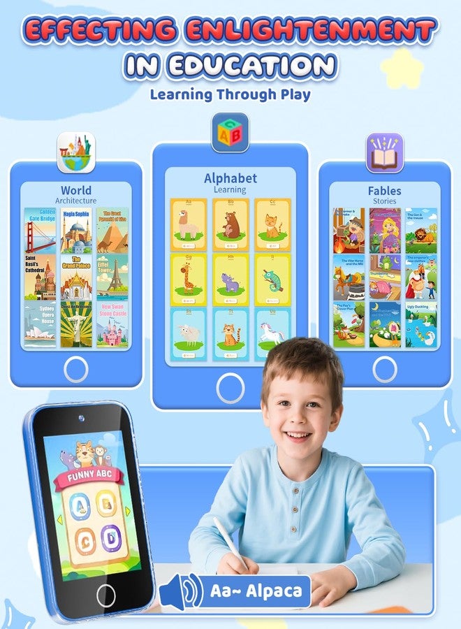 FKATEEN Kids Phone 3.5" Touchscreen, Pretend Smartphone with Dual Camera, Spider Toy Phone for Boys 3-8, Learning ABC & Habit Tracker, Birthday - Image 4